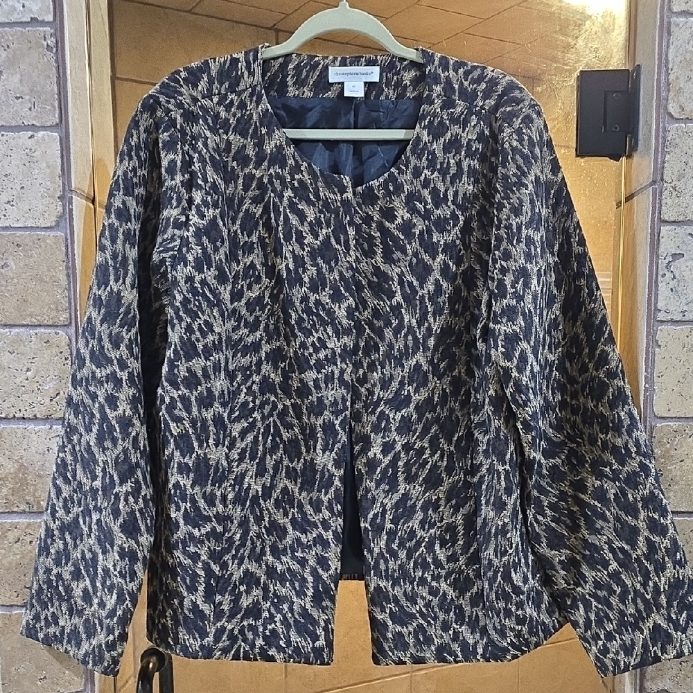 Christopher & Banks Black and Tan Patterned Blazer